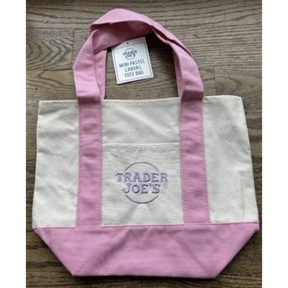 !!! Trader Joe’s Mini Pastel Canvas Tote Bag Set Of 4 Colors Limited